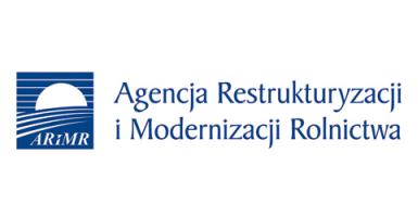 Logotyp Agencji Restrukturyzacji i Modernizacji Rolnictwa. Niebieskie litery na białym tle