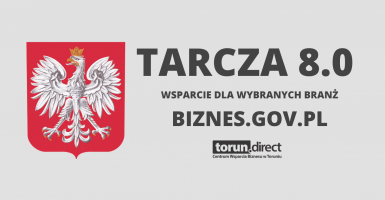 Grafika z napisem tarcza 8.0 i godłem PL