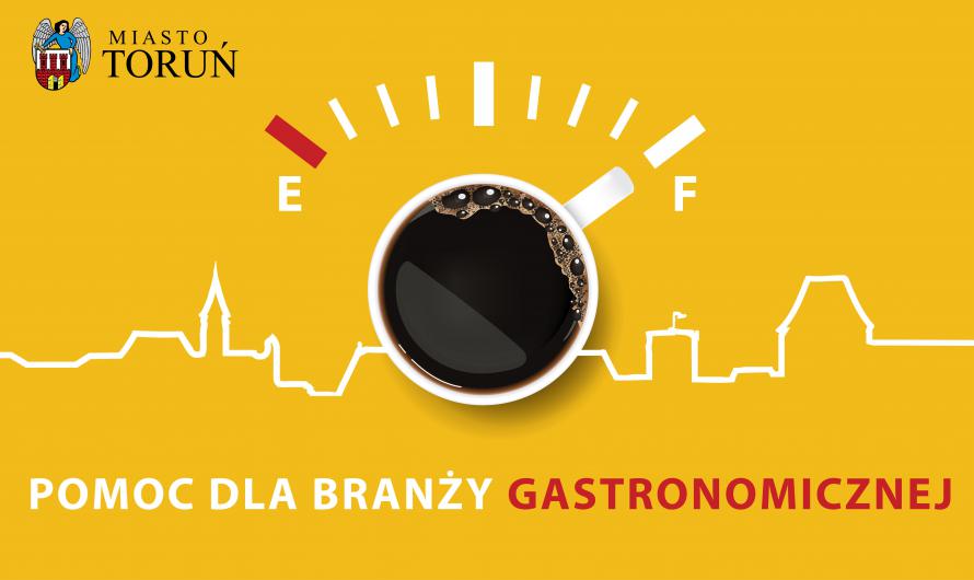 Grafika z tekstem: POMOC DLA BRANŻY GASTRONOMICZNEJ